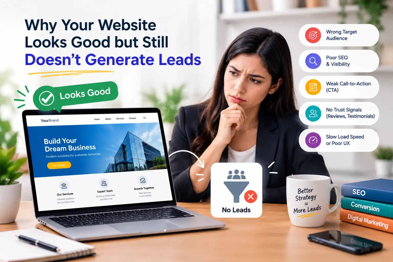 Attractive website with no customer inquiries