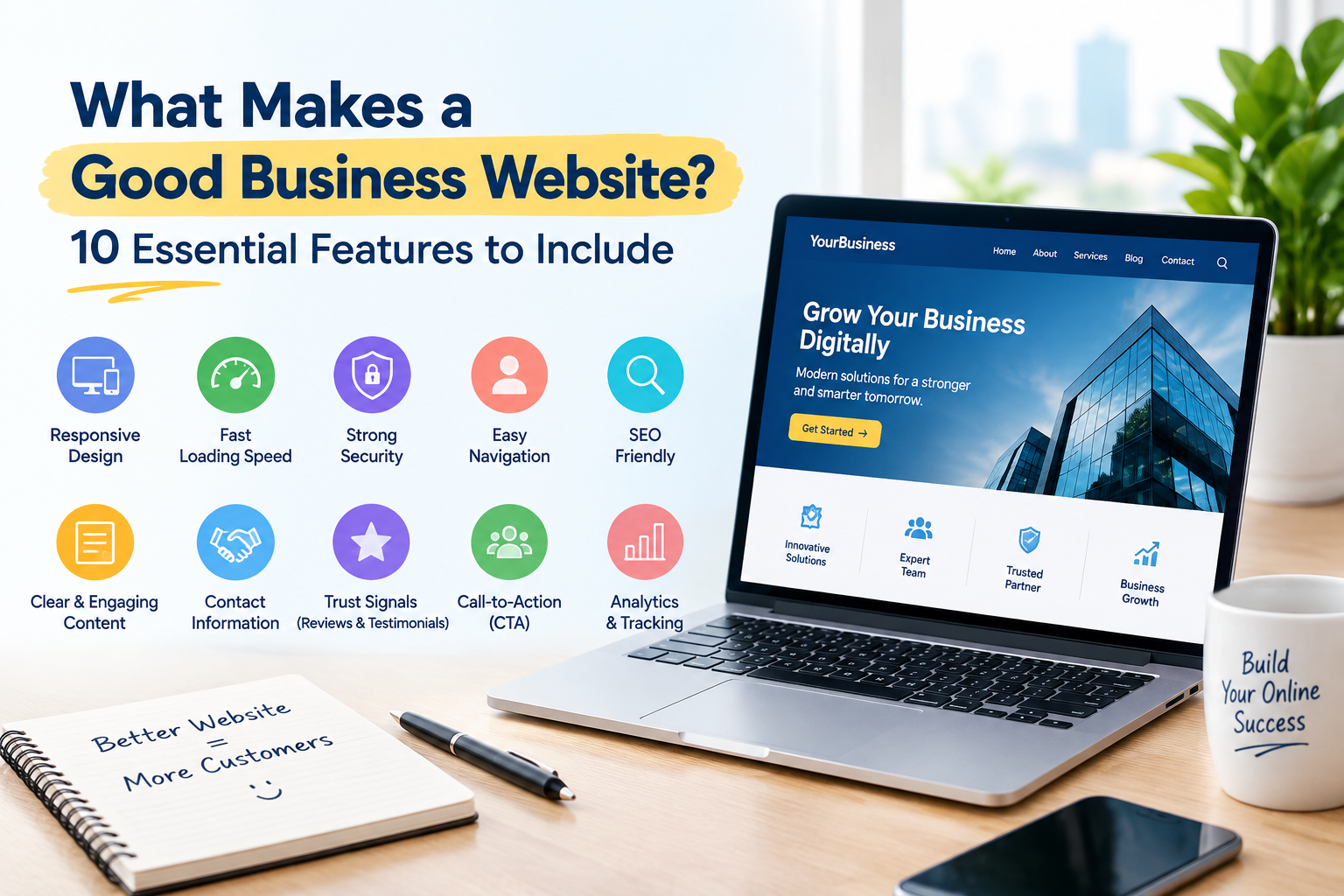 Good business website with essential features